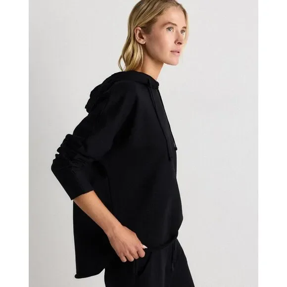 Quince Hoodie Organic French Terry Hooded Pullover Sweater Black size Large - Picture 2 of 10